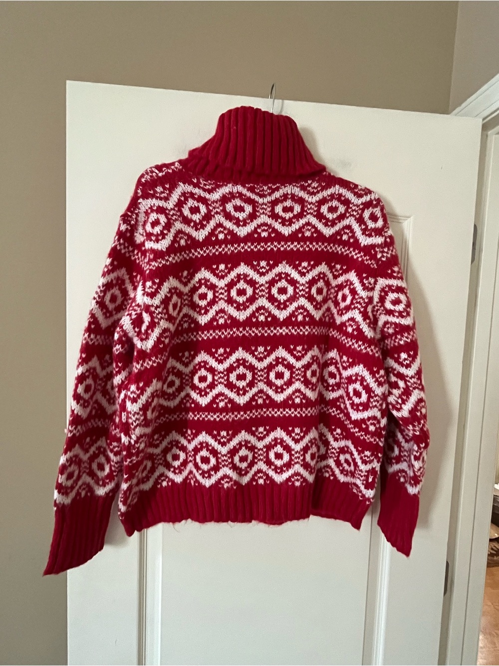 Joseph A. Designer Red & White Fair Isle Turtleneck Sweater Women’s Size 1X - Picture 14 of 14